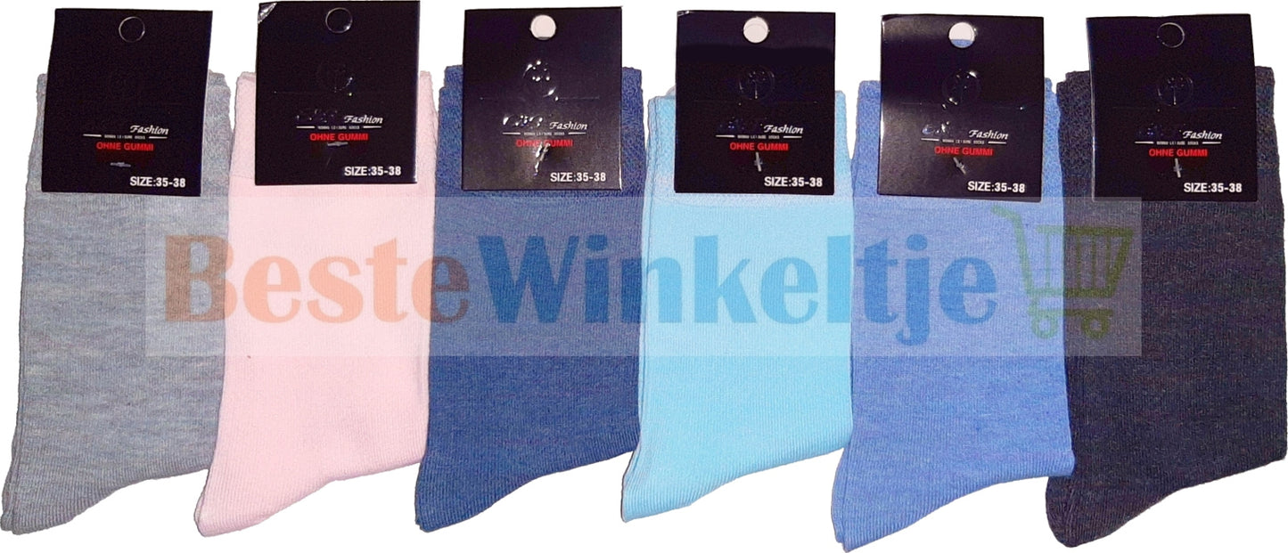 6 Pack Dames sokken "Pastel kleuren"