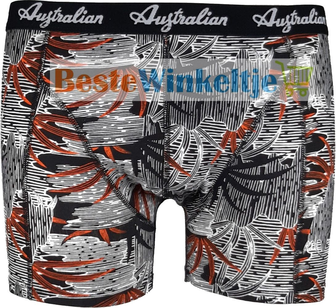 2 pack Australian Heren boxershorts Palmtree Zwart Oranje
