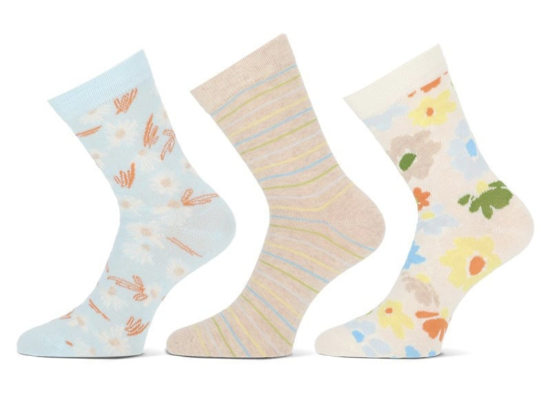 6 paar Damessok Teckel "Flowers"