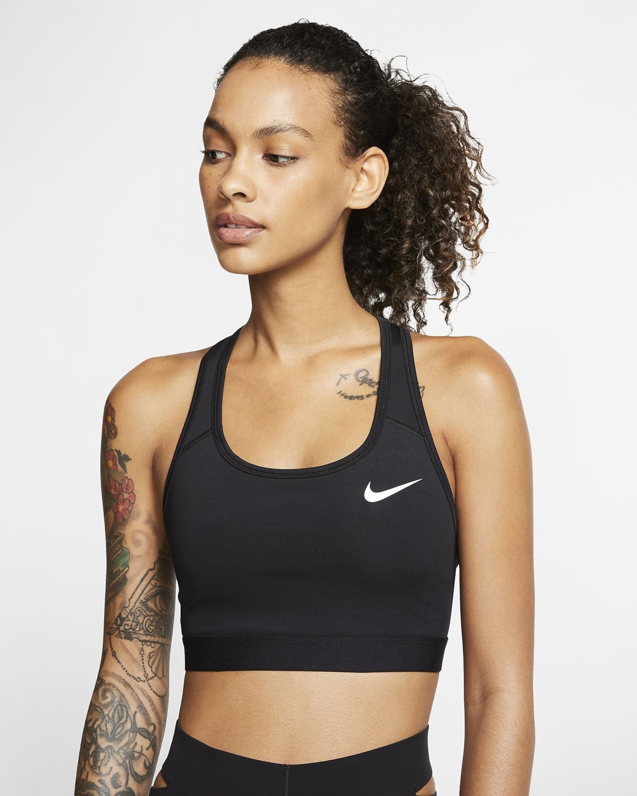 Nike Swoosh Dri-Fit Sport-BH met medium ondersteuning ZWART en ZWART/WIT