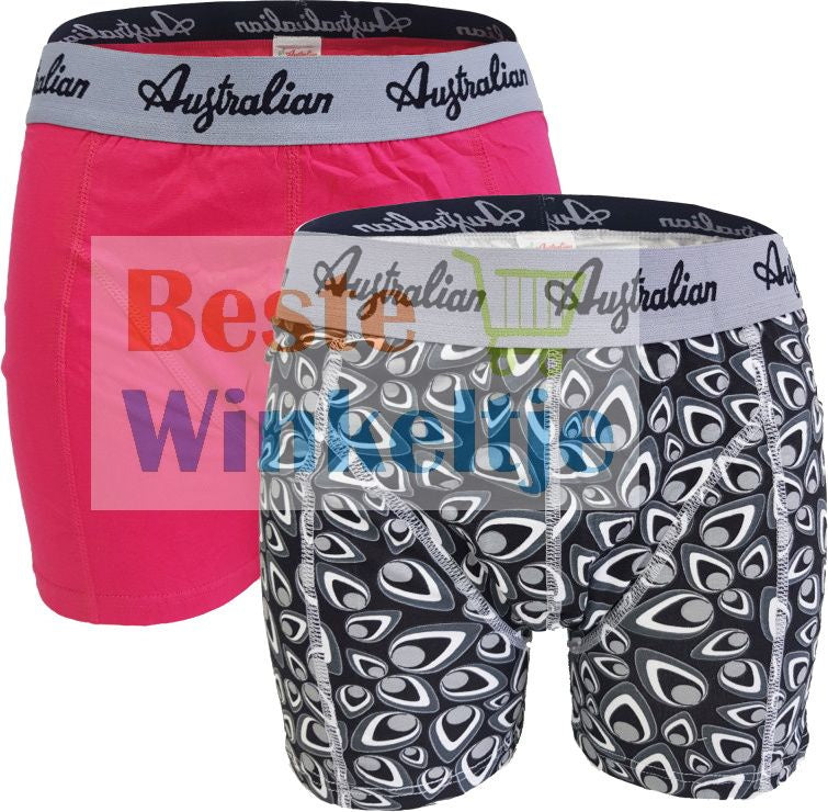 2 pack Australian Heren boxershorts Zwart-Wit/Roze