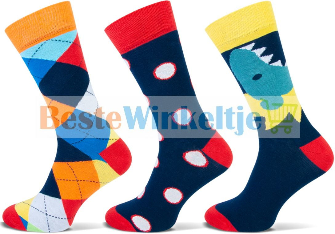 3 paar Heren Sokken Teckel Basics "Fantasie"