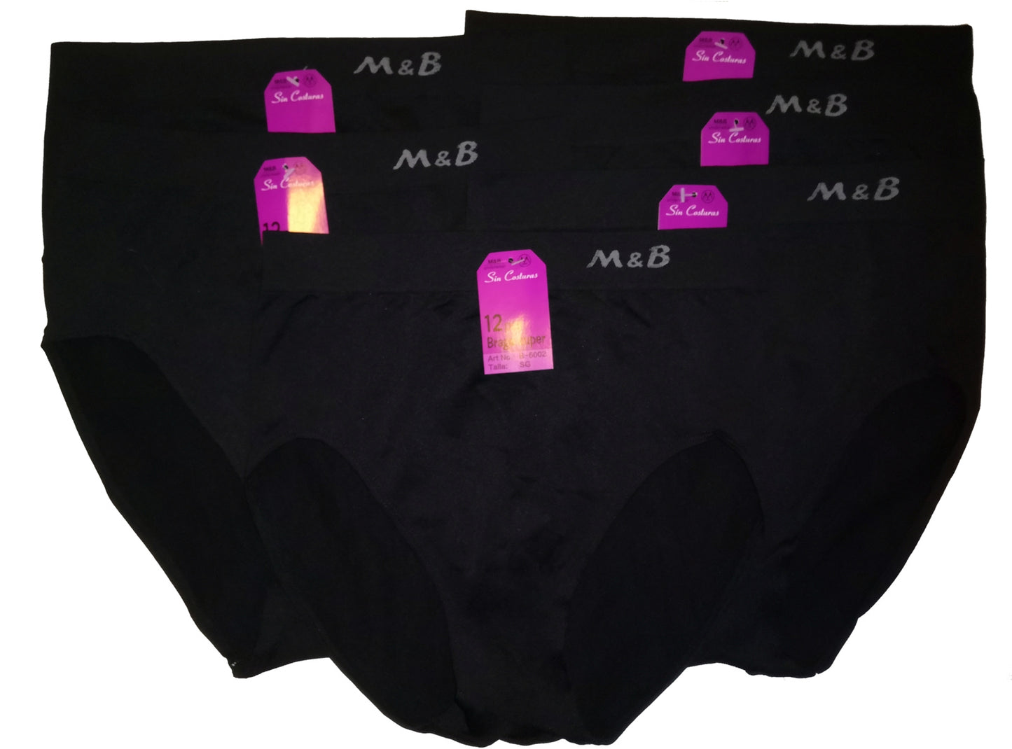 6 pack M&B Dames slip Zwart Naadloos