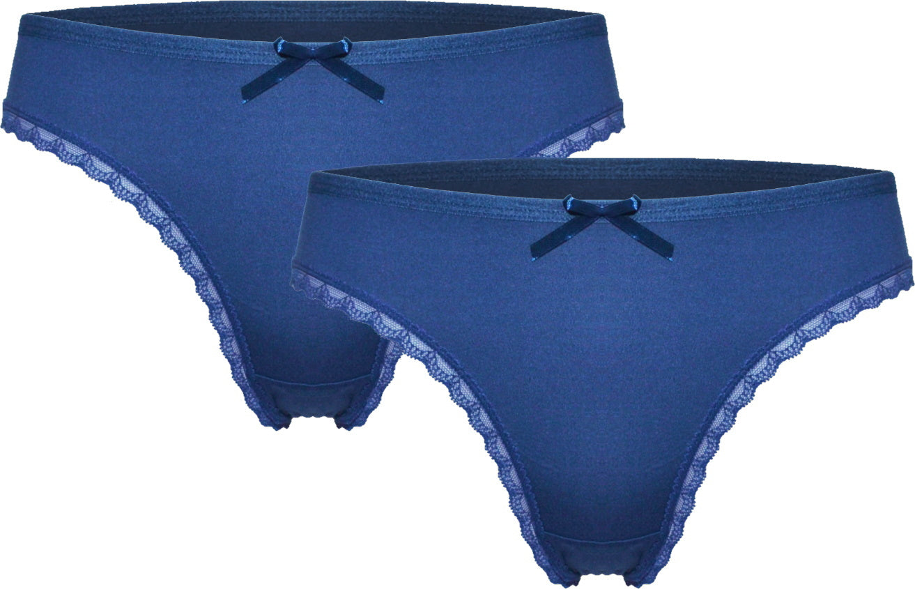 2 pack Dames Strings Strikje Marineblauw Fine Woman