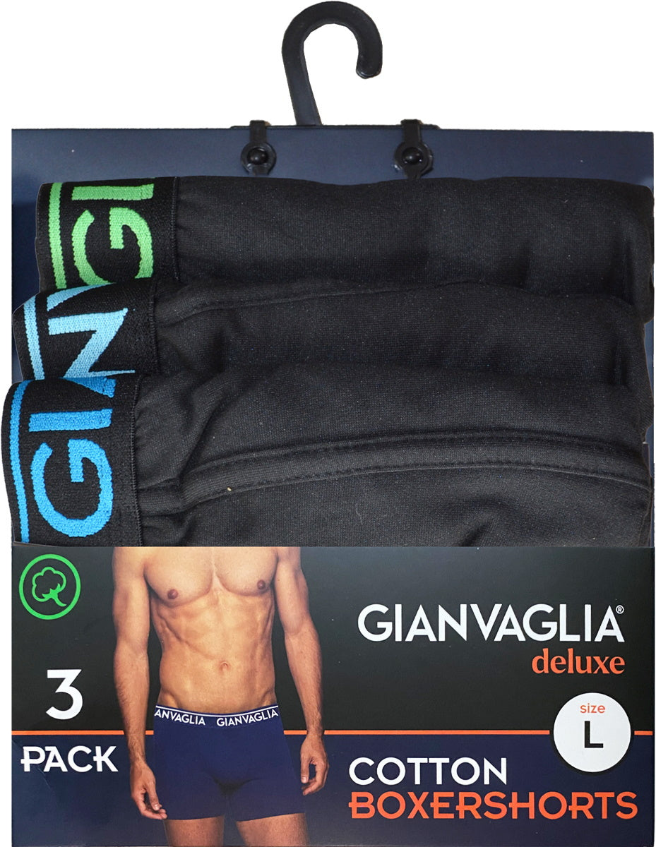 3 pack Gianvaglia Heren Boxershorts "Black"