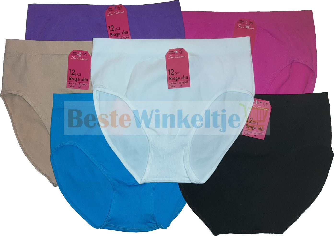 6 pack M&B Dames slip Naadloos Color