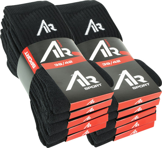 10 pack Air Sport Sokken Zwart Naft