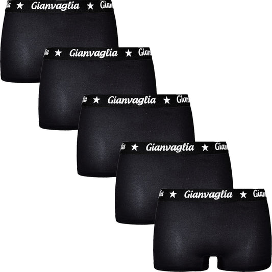 5 pack Gianvaglia Dames Boxershorts "Black" #8029