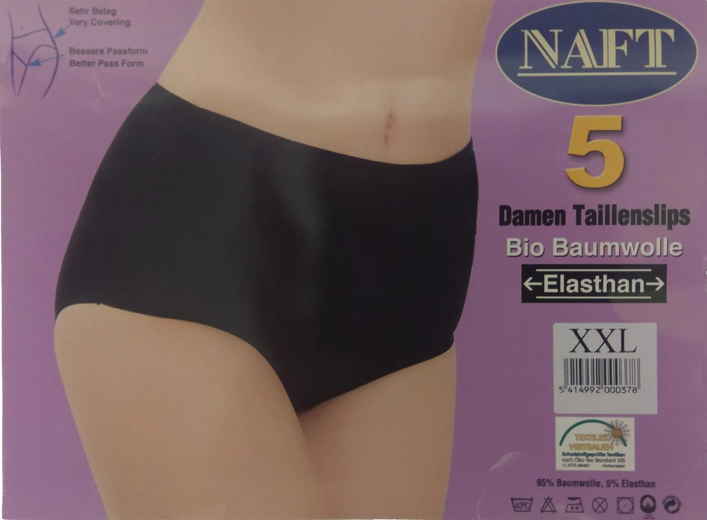 5 pack NAFT Dames tailleslip Zwart Katoen