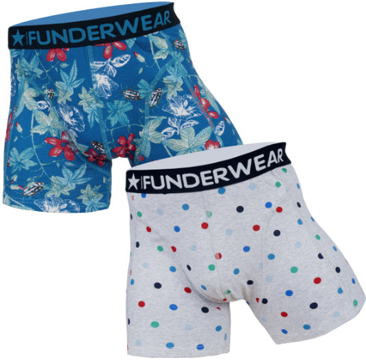 2 pack Funderwear Heren Boxers "Flower - Dots"