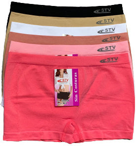 6 pack STV naadloze damesboxers gekleurd