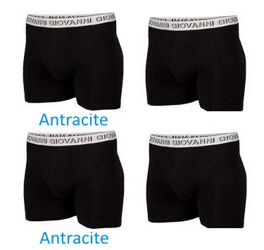 4 pack Giovanni Herenboxer Zwart-Antracite